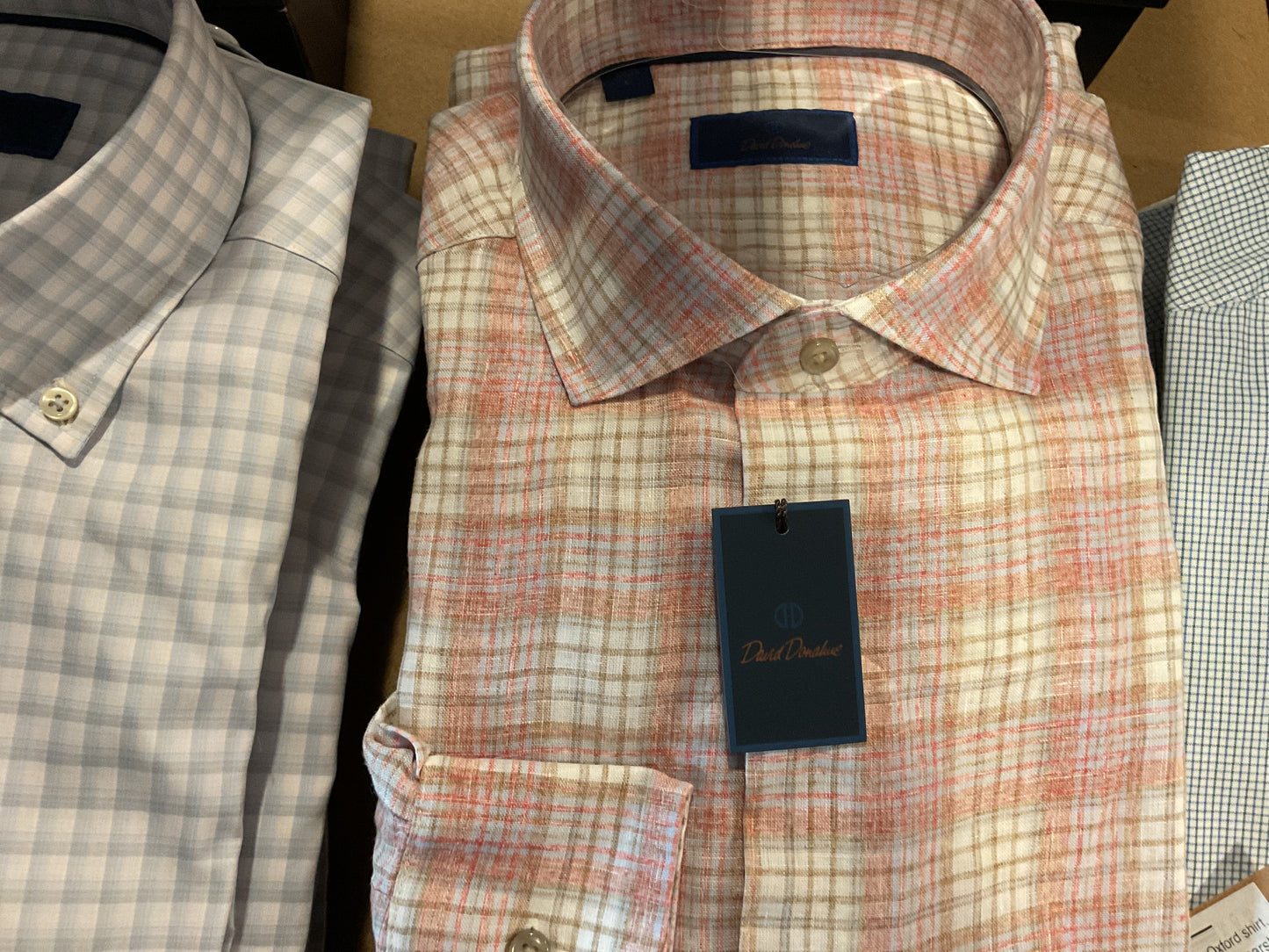 David Donahue Red/Multi linen