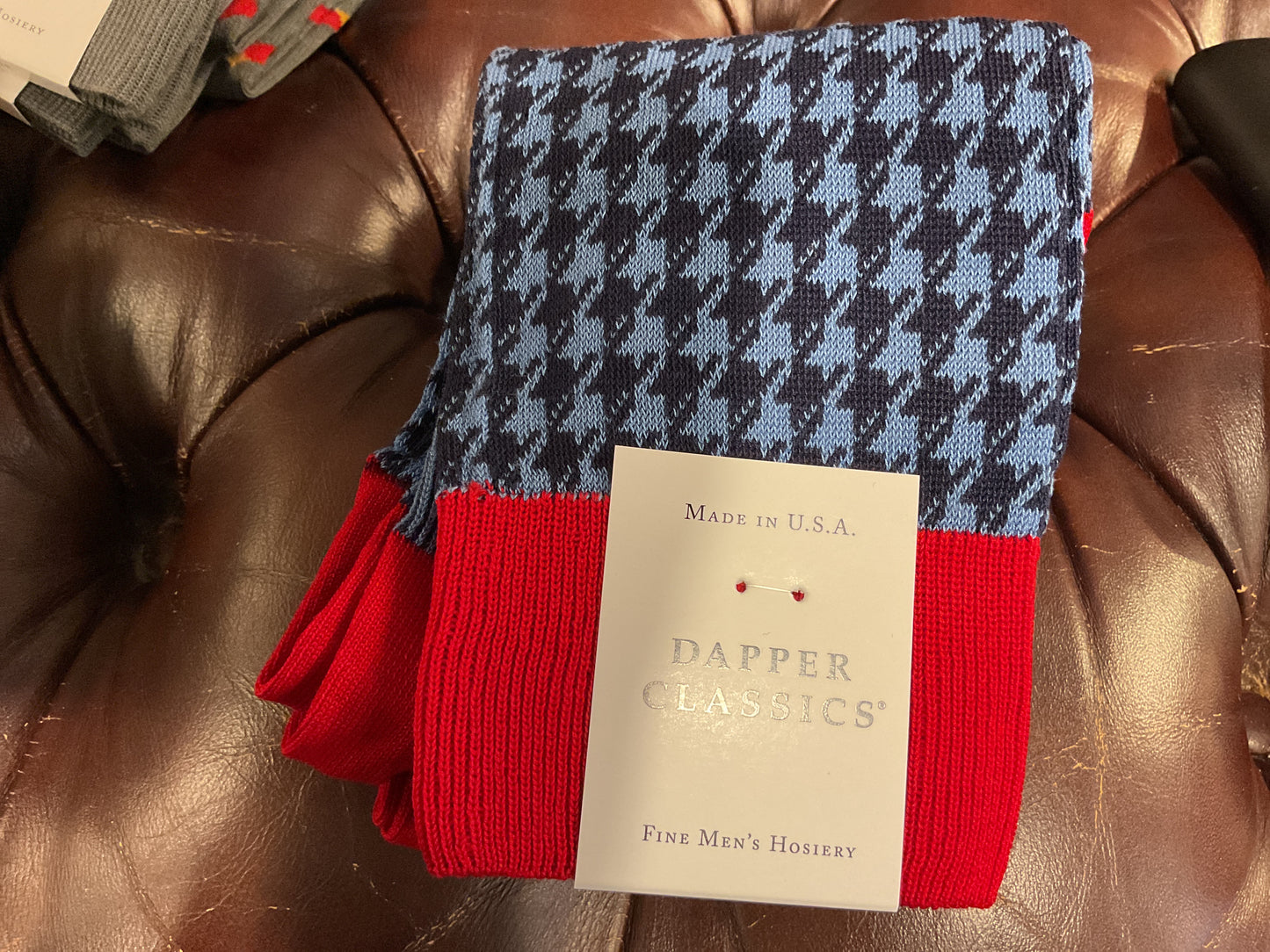 Dapper classics red tip houndstooth