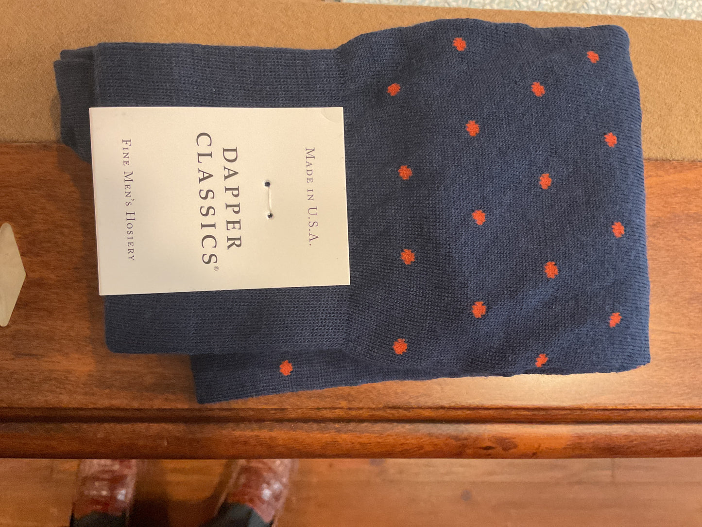 Dapper classics navy w/orange dots