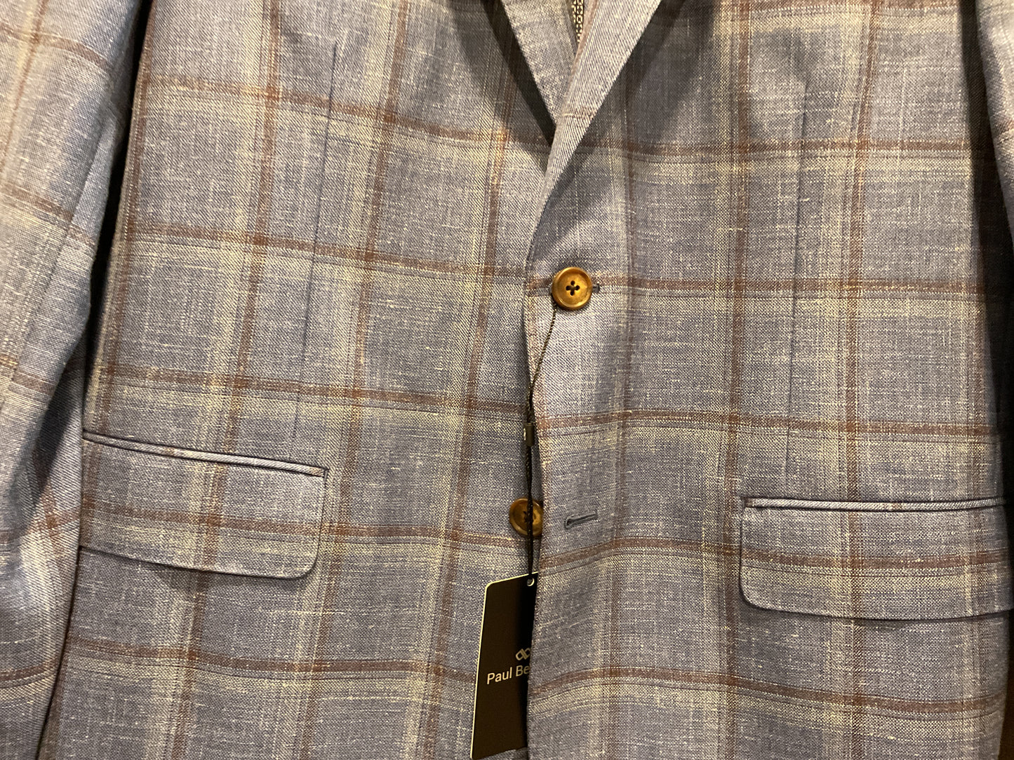 Paul Betenly Blue/wine windowpane sport coat.