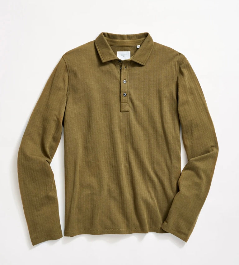 Billy Reid long sleeve herringbone polo