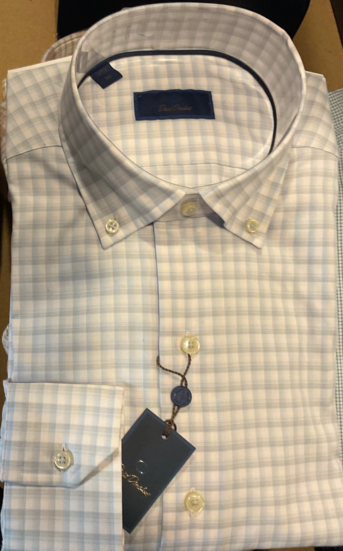 David Donahue pink/sky button down.