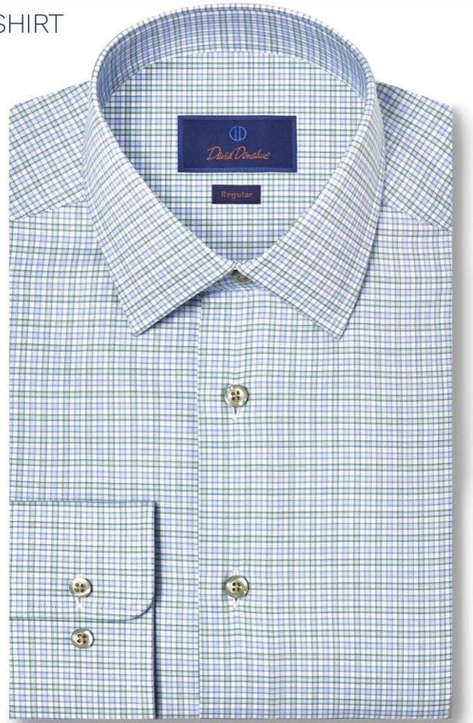 DD Reg fit blue/green shirt.