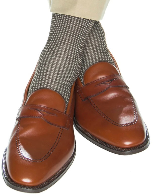 Dapper classics coffee and tan grenadine sock.