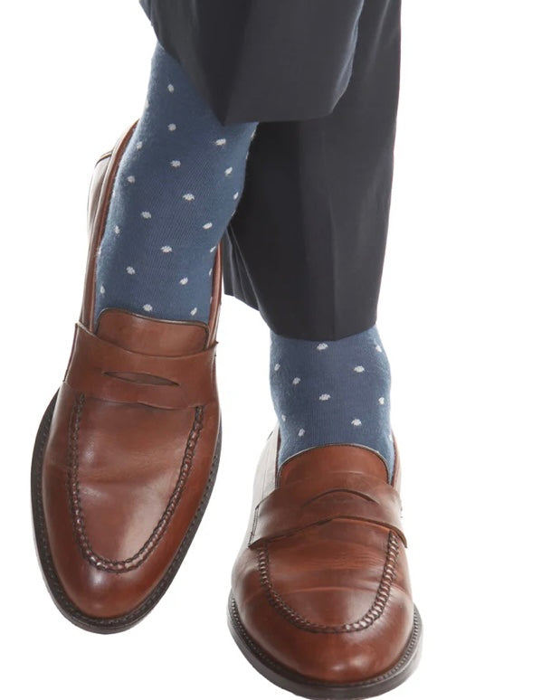 Dapper classics bay with ash dots marino wool socks.