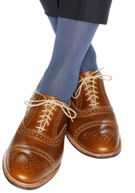 Dapper classics indigo solid ribbed cotton sock