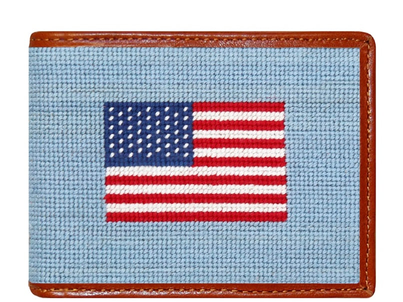American flag wallet antique blue