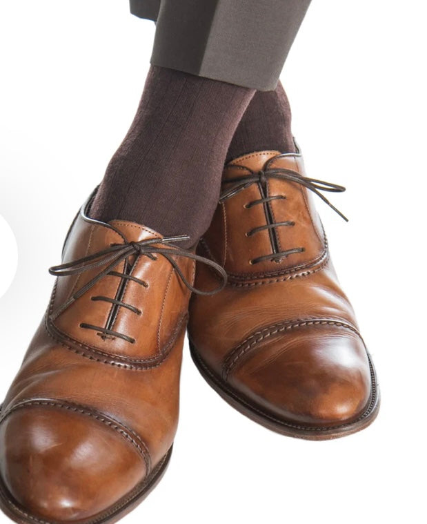 Dapper classics coffee solid ribbed sock