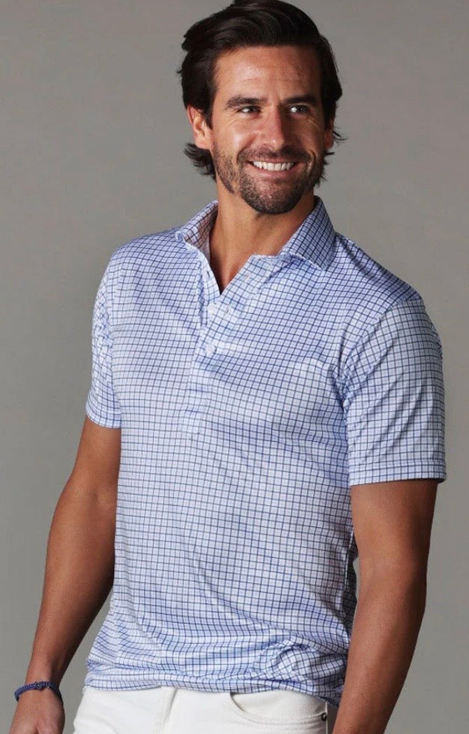 Collars & Co semi-spread polo blue tattersall