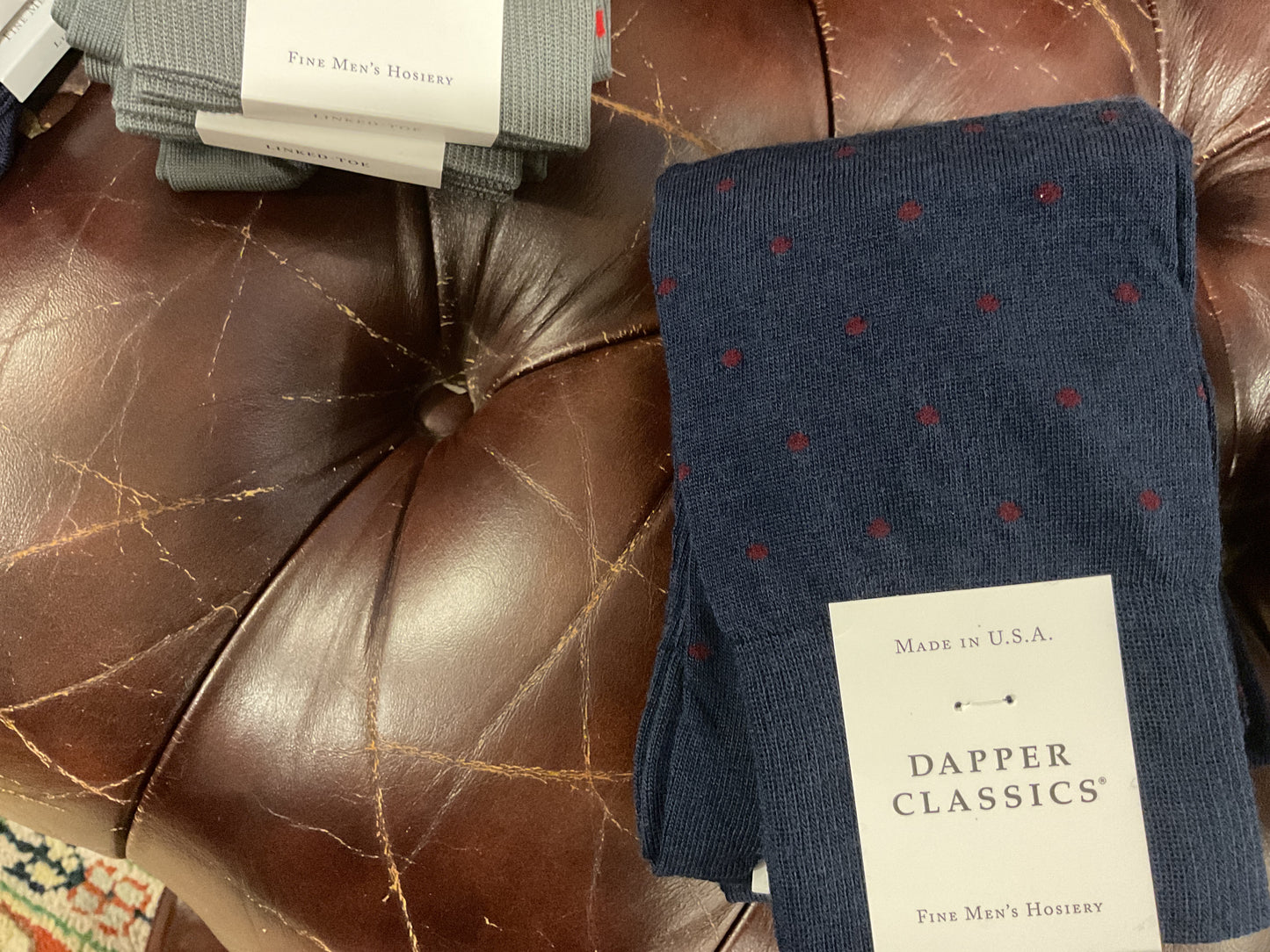 Dapper classics navy burgandy dot socks