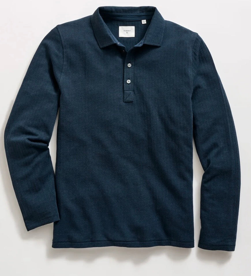 Billy Reid long sleeve herringbone polo.￼