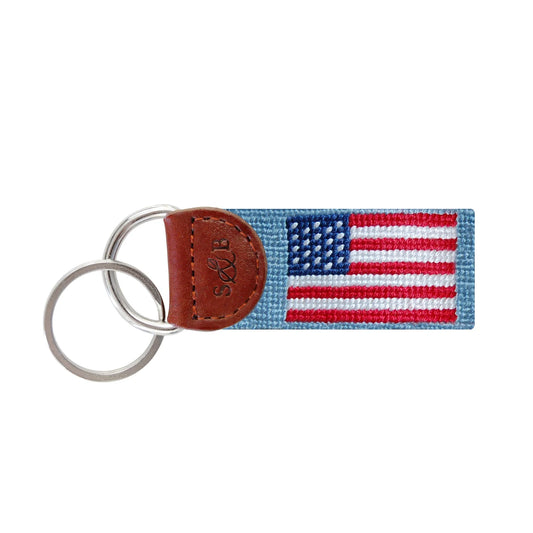 AMERICAN FLAG KEY FOB ANTIQUE BLUE
