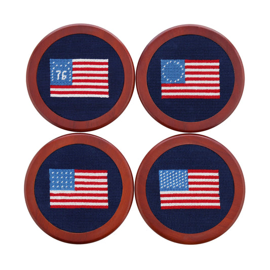 AMERICAN FLAG COASTER SET DARK NAVY