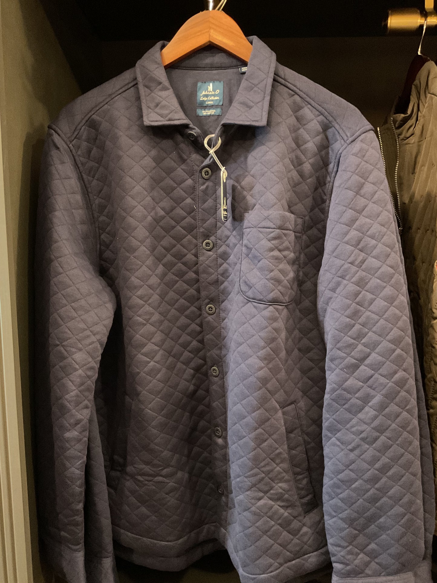 Johnnie-o stowe quilted shacket.