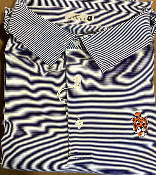 Genteal, Aubie, blue pinstripe polo