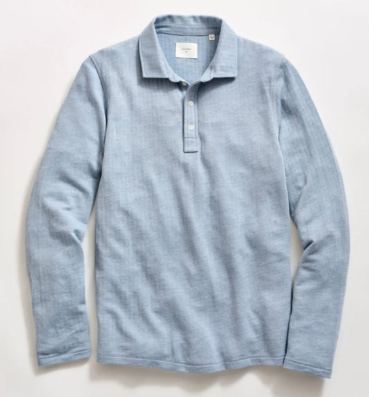 Billy Reid long sleeve herringbone polo