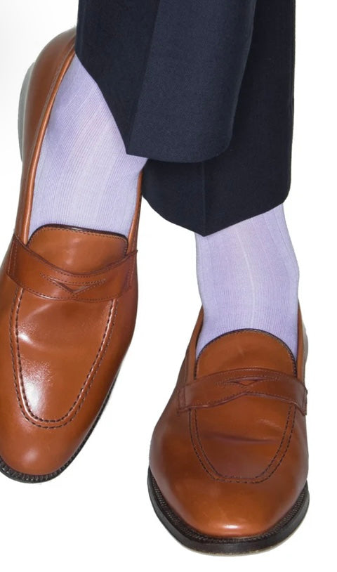 Dapper classics lavender ribbed cotton sock