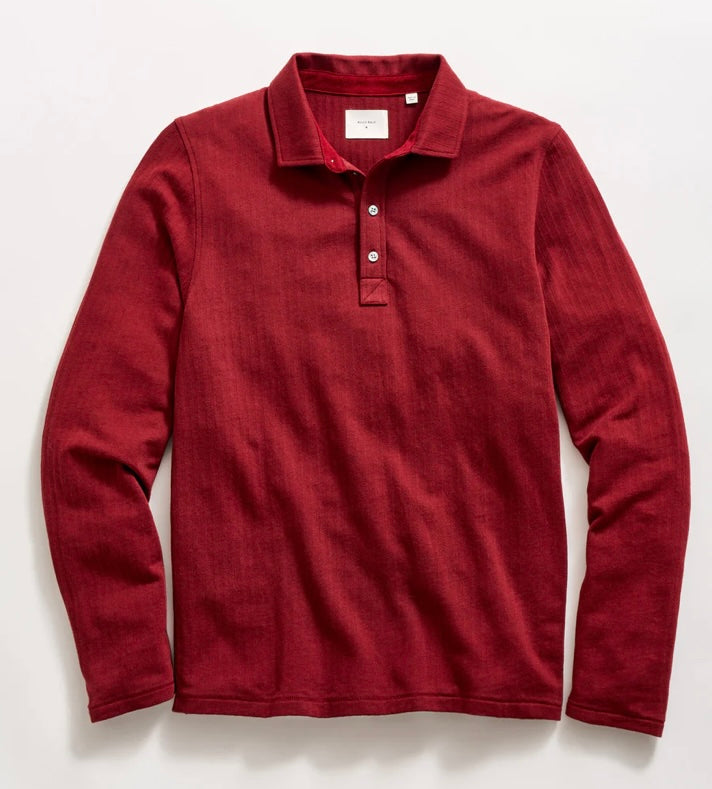 Billy Reid long sleeve herringbone polo