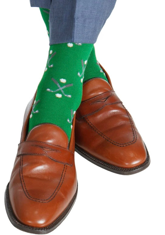 Dapper classics green golf club socks.