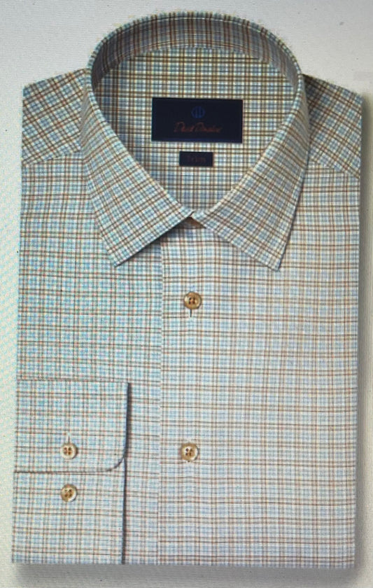 DD trim fit blue/chocolate shirt.