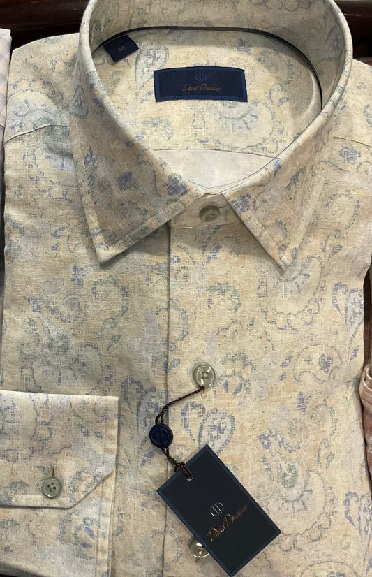 David Donahue dune/multi button down.