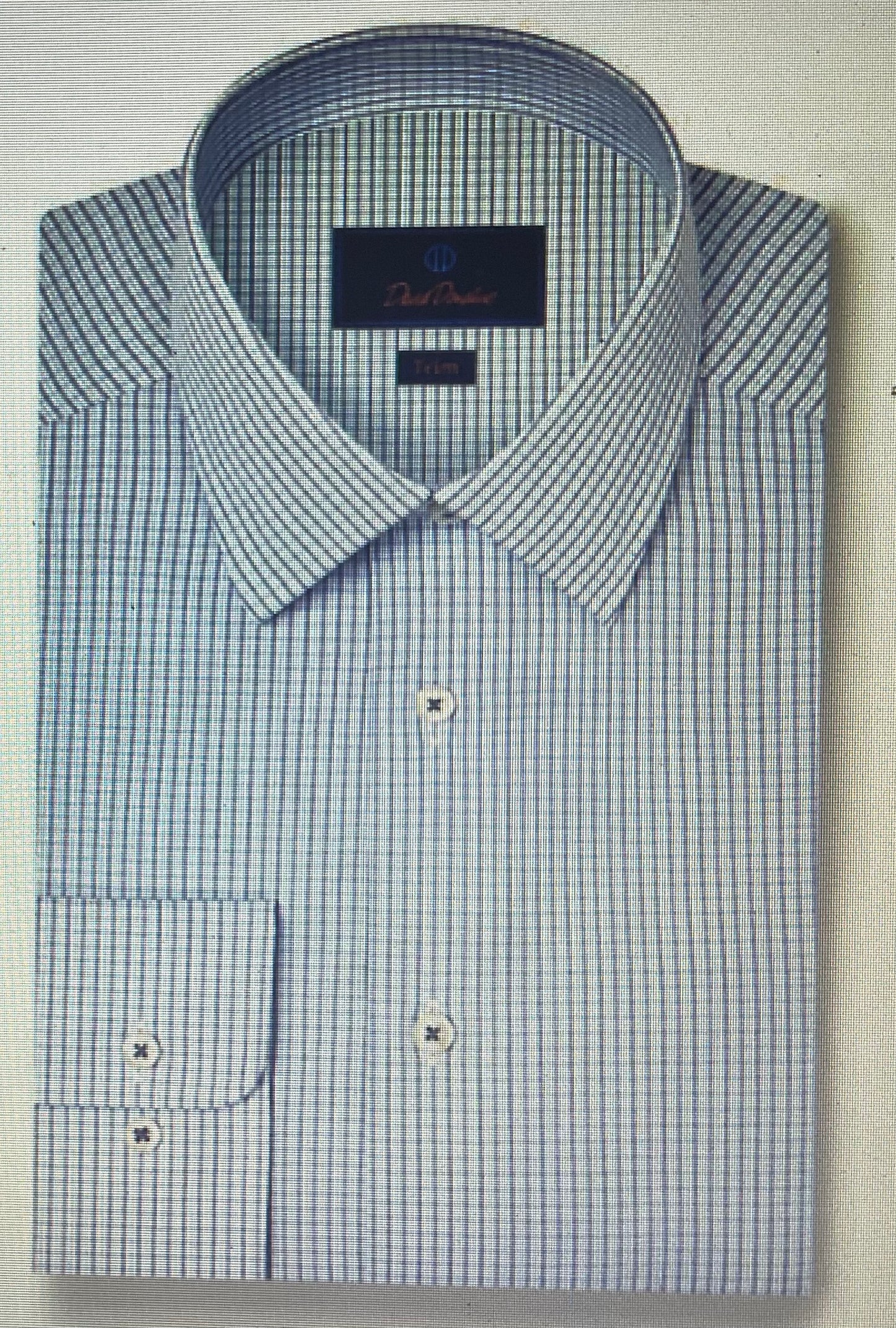 DD trim fit wht/blue shirt.