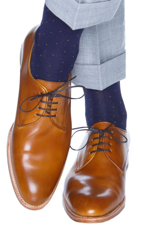 Dapper classics classic navy with gold pin dots socks.