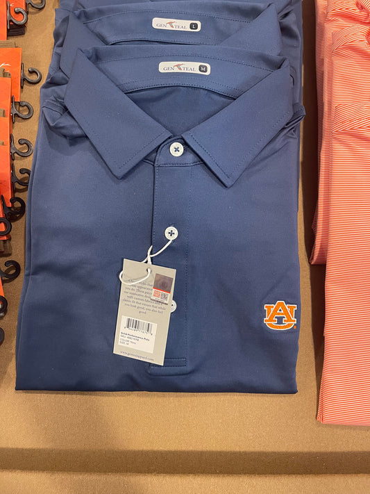 GENTEAL AUBURN NAVY SOLID PERFORMANCE POLO